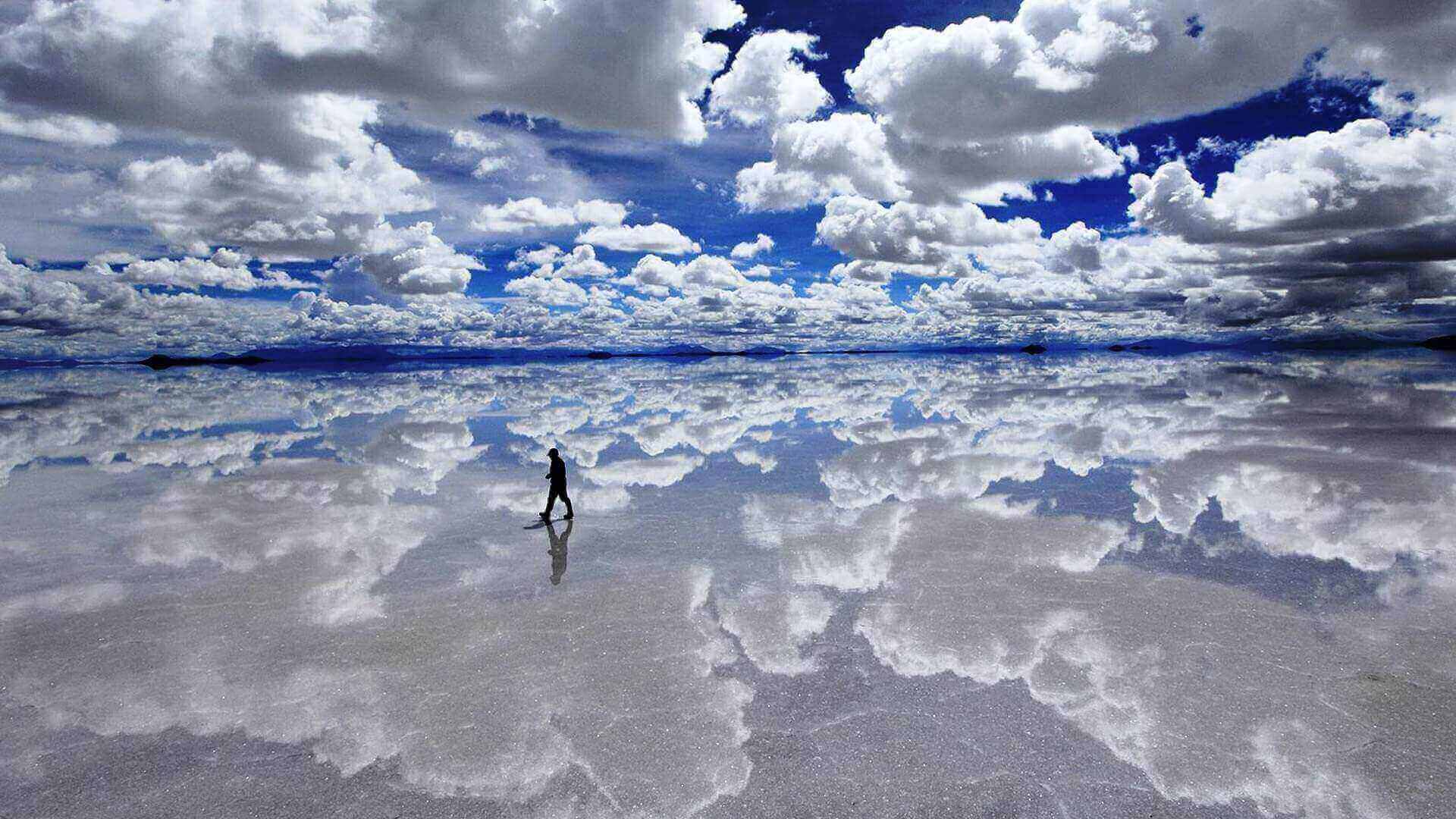 Reflective Salt Flats in Bolivia.
